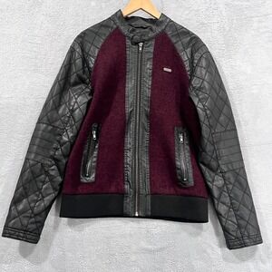 G by GUESS Jacket Women's Large‎ Faux leather & Tweed Wool Motorcycle